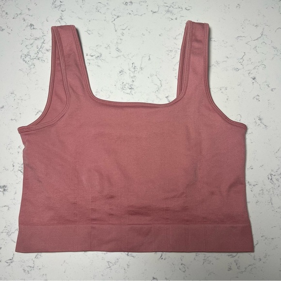Knix Good To Go Seamless Crop Tank Dusty Rose Ribbed Pink Mauve Top Sz Medium - Picture 1 of 8